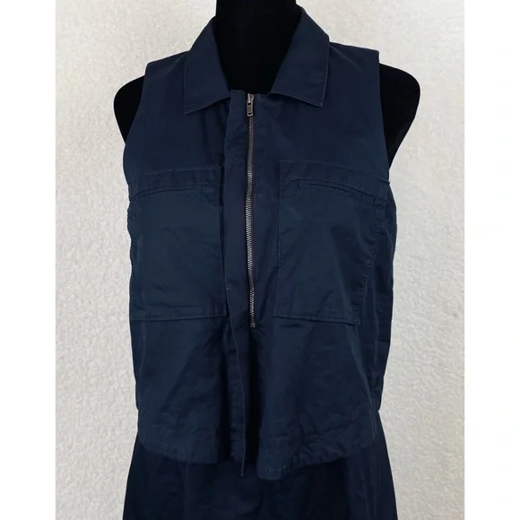 THEORY • Navy Blue Gemine Sleeveless Tiered A-Line Mini Dress, 4 - Picture 9 of 16